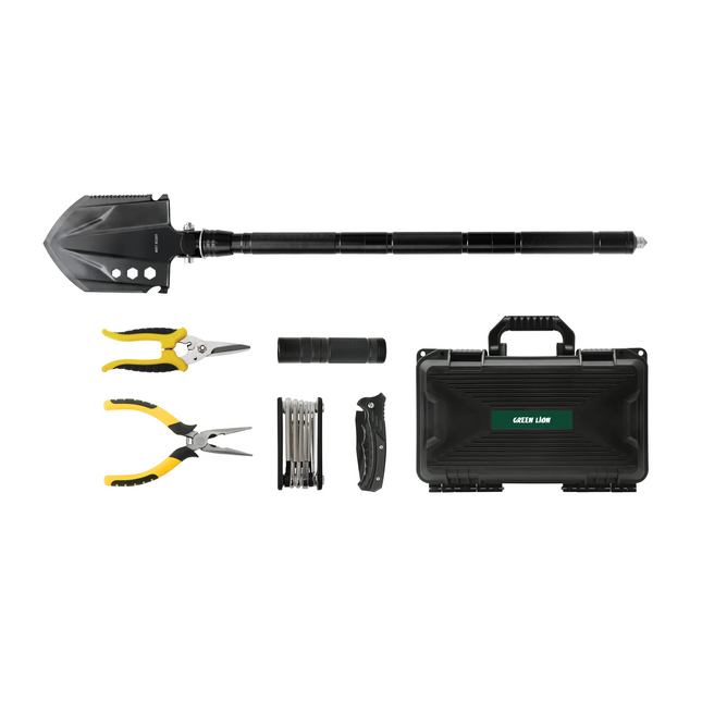 The Green Lion Survival X9 Outdoor Tool Kit is an all-in-one and rugged tool for outdoors and emergencies. The combination of an equally rugged PP too