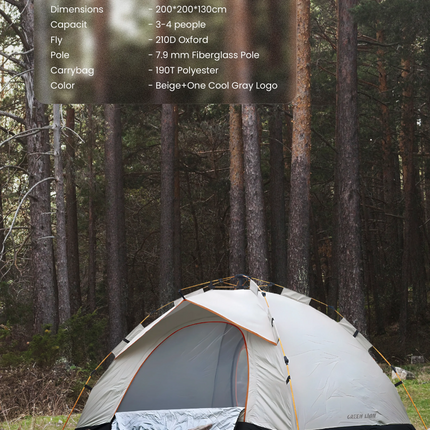 The Green Lion GT-3 Camping Tent is your one-stop solution for comfortable and convenient outdoor adventures. Designed for groups of 3-4 people, it fe