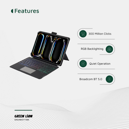 The Green Lion Universal Smart Keyboard Case is great and stylish for 9-11-inch tablets; it perfectly fits iOS, Android, and Windows and connects via 