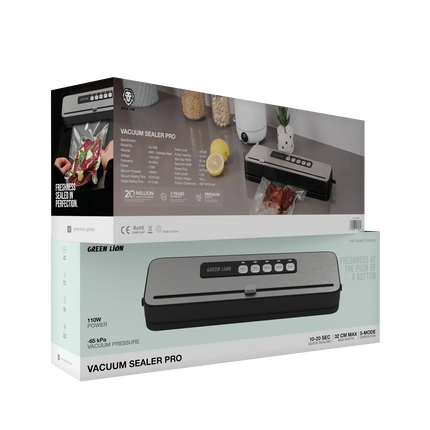 The Green Lion Vacuum Sealer Pro is an efficient, heavy-duty solution to your food storage needs as it delays spoilage. Made up of durable ABS and sta