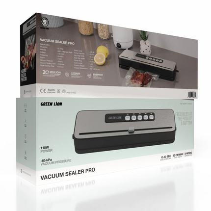 The Green Lion Vacuum Sealer Pro is an efficient, heavy-duty solution to your food storage needs as it delays spoilage. Made up of durable ABS and sta