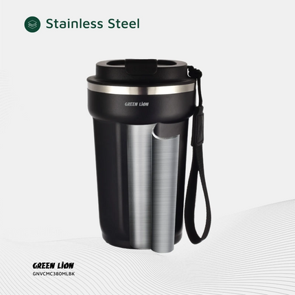The Green Lion Vacuum Mug 380mL-Excellent, stylish, and practical, ready to accompany your daily hydration. The exterior is made of high-quality stain