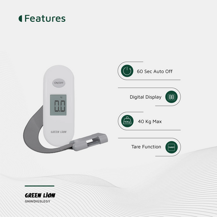 With the Green Lion Weight Mate digital luggage scale, you can quickly weigh luggage without any phobia about actual sizes. It weighs only 100 g for s