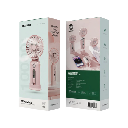 Green Lion Wind Mate Portable Power Bank &amp; Fan helps you stay cool and your devices powered up. This innovative device combines a powerful 10000mA
