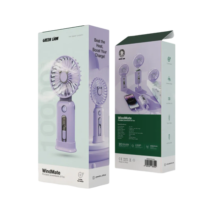 Green Lion Wind Mate Portable Power Bank &amp; Fan helps you stay cool and your devices powered up. This innovative device combines a powerful 10000mA