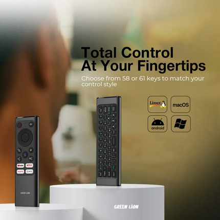 The Green Lion Wireless Remote Pro with Keyboard and Mouse combines functionality and convenience in one sleek device. Constructed using a durable alu
