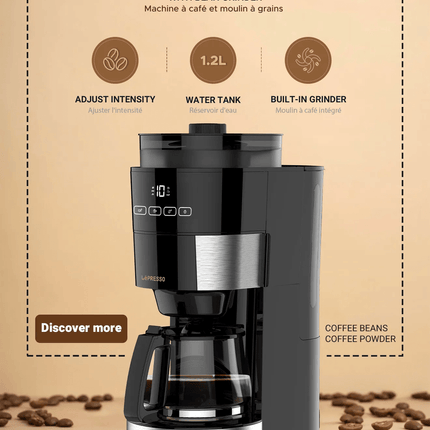 LePresso 1.2L 10 Cup Grinding Coffee Machine with Warming Base BS plug - Clix