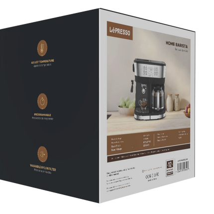 Start your day off ideally with the LePresso Dual Brew Drip Coffee &amp; Espresso in stylish Black. This versatile coffee maker melds drip coffee conv