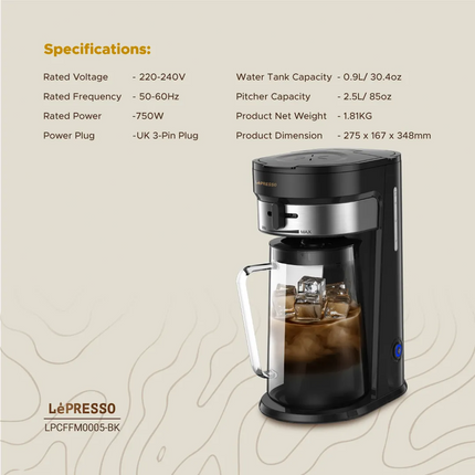 LePresso Cold Brew Machine Ice Coffee & Tea - The LePresso Cold Brew Machine offers both hot and chilled beverages with ease
