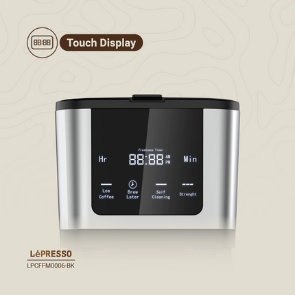 The LePresso Rich Brew Coffee Machine combines convenience and style with its interactive touch display and practical
  Features
  . Designed to brew 