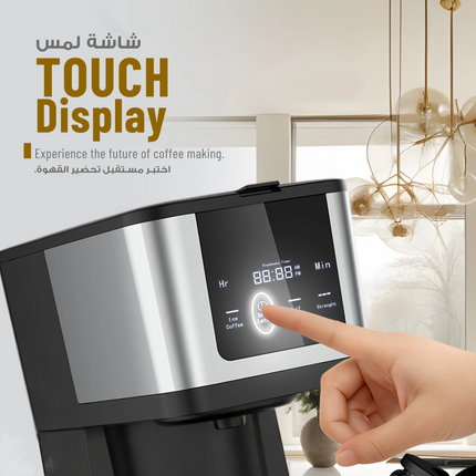 The LePresso Rich Brew Coffee Machine combines convenience and style with its interactive touch display and practical
  Features
  . Designed to brew 