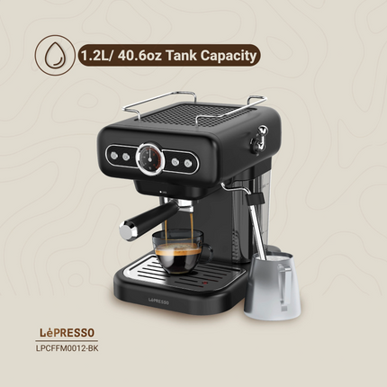 LePresso Retro Espresso Boiler Machine Gauge and Milk Steamer - The LePresso Retro Espresso Boiler Machine with Gauge and Milk Steamer provides barista-quality espr...