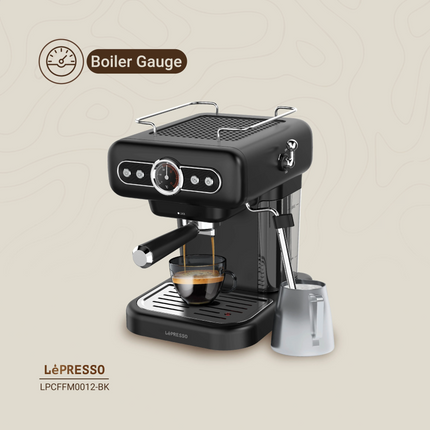 LePresso Retro Espresso Boiler Machine Gauge and Milk Steamer - The LePresso Retro Espresso Boiler Machine with Gauge and Milk Steamer provides barista-quality espr...