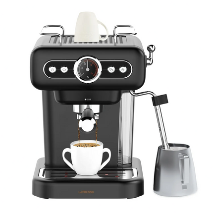 LePresso Retro Espresso Boiler Machine Gauge and Milk Steamer - The LePresso Retro Espresso Boiler Machine with Gauge and Milk Steamer provides barista-quality espr...