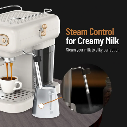 LePresso Retro Espresso Boiler Machine Gauge and Milk Steamer - The LePresso Retro Espresso Boiler Machine with Gauge and Milk Steamer provides barista-quality espr...