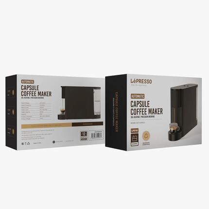 The Lepresso Automatic Capsule Coffee Maker represents premium class, featuring an incredible 1200W powerful motor and a 20-bar pump, which allows eve