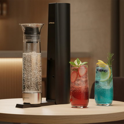 Lepresso Carbonator Instant Sparkling Water is a stylish and contemporary machine that converts ordinary water to refreshing sparkling water in second