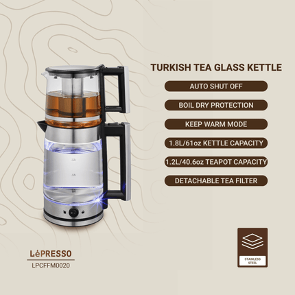 Lepresso Turkish Tea Glass Kettle - Clix