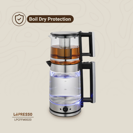 Get the best blend of elegance and functionality with the Lepresso Turkish Tea Glass Kettle. Designed for any kind of tea lover, it
  Features
  a bor