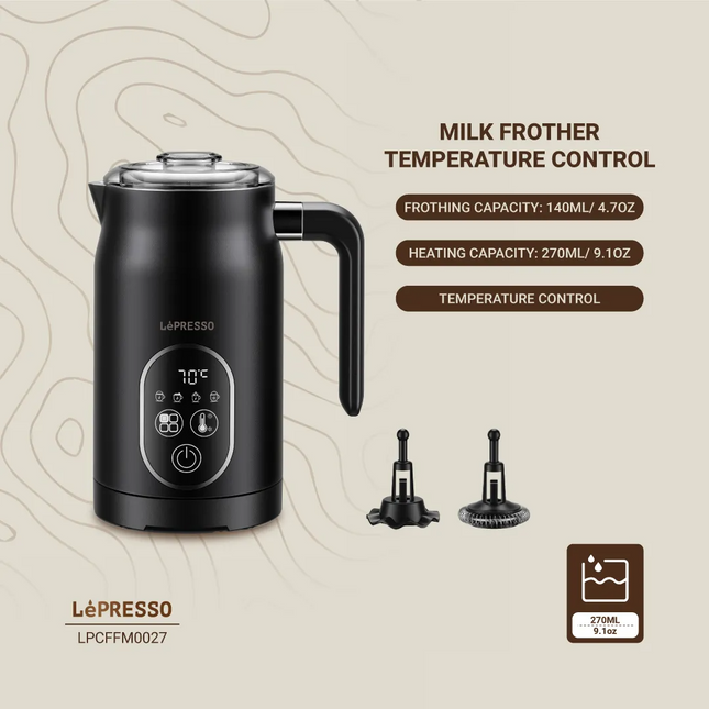 The Lepresso Four Froth Milk Frother is the perfect combination of efficiency and versatility, enabling one to provide high-class coffee froths at hom