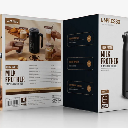 The Lepresso Four Froth Milk Frother is the perfect combination of efficiency and versatility, enabling one to provide high-class coffee froths at hom
