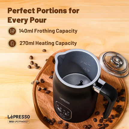 The Lepresso Four Froth Milk Frother is the perfect combination of efficiency and versatility, enabling one to provide high-class coffee froths at hom