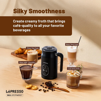The Lepresso Four Froth Milk Frother is the perfect combination of efficiency and versatility, enabling one to provide high-class coffee froths at hom