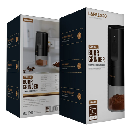 Now enjoy your barista-quality coffee wherever you want using the LePresso Portable Coffee Conical Grinder espresso machine in sleek black. This compa
