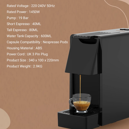 Lepresso Coffee Maker With Capsule Auto Ejection System