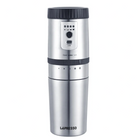 Silver Lépresso coffee grinder on a white background