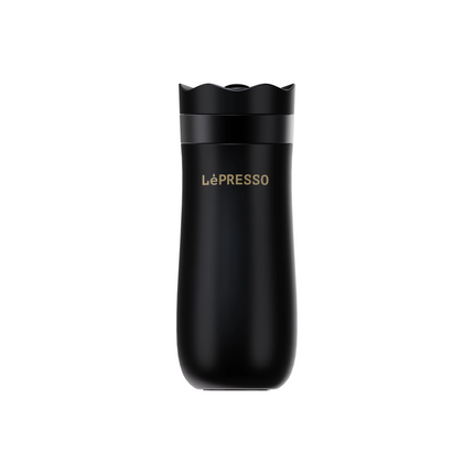 Enjoy a hot brewed coffee with Lepresso Insulated Mug with French Press. The mug capacity is 320ml, and the interior design crafted with dual layers o