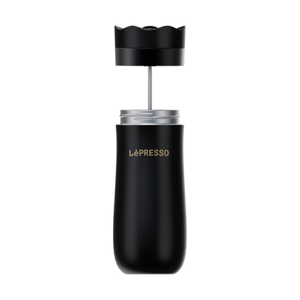 Enjoy a hot brewed coffee with Lepresso Insulated Mug with French Press. The mug capacity is 320ml, and the interior design crafted with dual layers o