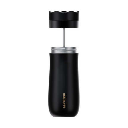 Enjoy a hot brewed coffee with Lepresso Insulated Mug with French Press. The mug capacity is 320ml, and the interior design crafted with dual layers o