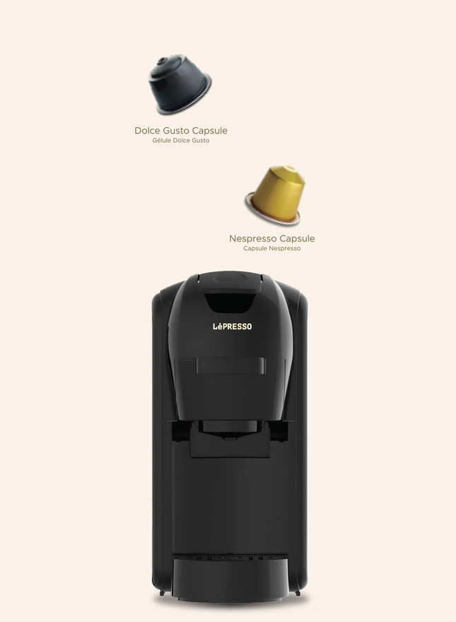 The LePresso 3-in-1 Coffee Machine brings convenience to your household as now you can use Nespresso and Dolce Gusto capsules to mix and match between