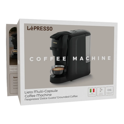 The LePresso 3-in-1 Coffee Machine brings convenience to your household as now you can use Nespresso and Dolce Gusto capsules to mix and match between