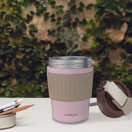 LEPRESSO MORNINGSCAPE TUMBLER MUG DUAL SIP - GRAY