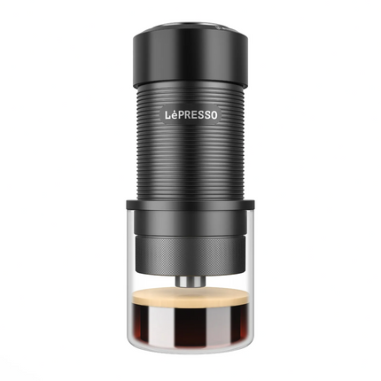 Black Lépresso coffee maker on a white background