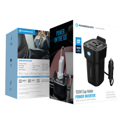 Charging in car is no longer a concern with
Powerology 150W Inverter AC Universal USB A 2*Type-C DC Car 12V 10A. This
versatile inverter is designed t