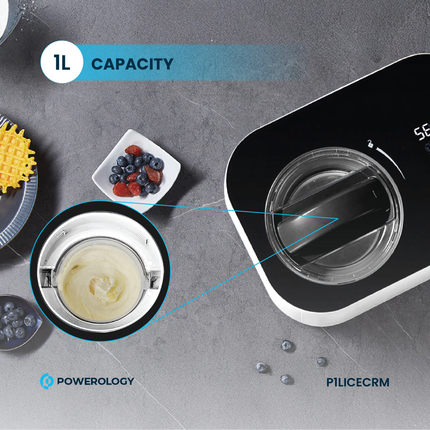 Powerology makes it easy for this high-performance unit to prepare delicious homemade ice cream, frozen yogurt, and sorbet. It is capable of holding a
