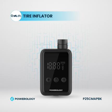 Enjoy effortless and quick inflation with the Powerology Super Compact Tire Inflator, presented in a sleek Black design. This portable, high-performan