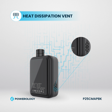 Enjoy effortless and quick inflation with the Powerology Super Compact Tire Inflator, presented in a sleek Black design. This portable, high-performan