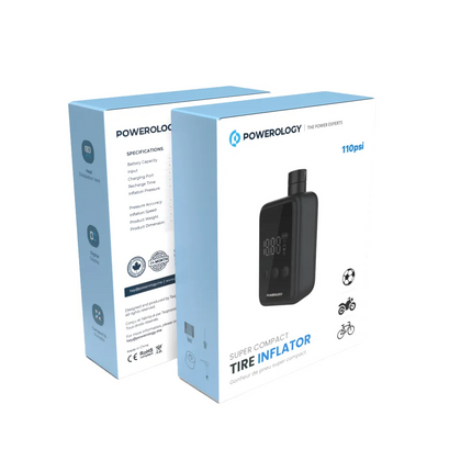Enjoy effortless and quick inflation with the Powerology Super Compact Tire Inflator, presented in a sleek Black design. This portable, high-performan
