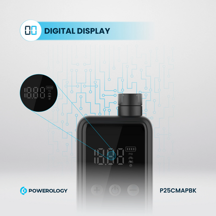 Enjoy effortless and quick inflation with the Powerology Super Compact Tire Inflator, presented in a sleek Black design. This portable, high-performan