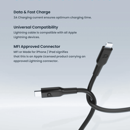 Powerology USB-C Lightning Data and Charge Cable (3m/9.8ft) - Clix