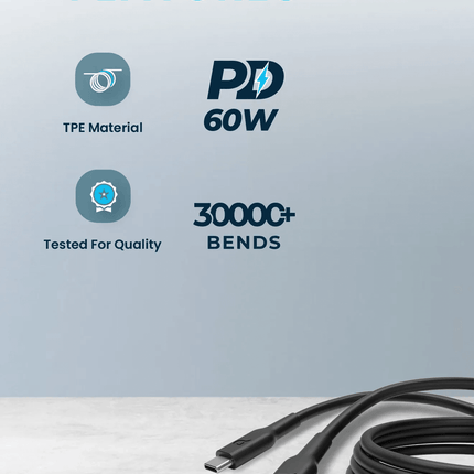 Powerology USB-C Lightning Data and Charge Cable (3m/9.8ft) - Clix