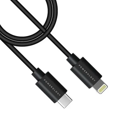 Powerology USB-C Lightning Cable is a 3m long TPE cable with the ability of data transferring and fast charging made for iPhones and iPads. It has USB