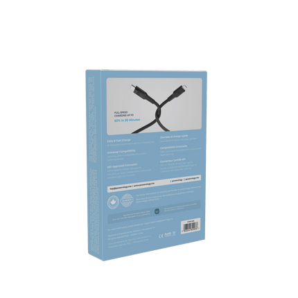 Powerology USB-C Lightning Cable is a 3m long TPE cable with the ability of data transferring and fast charging made for iPhones and iPads. It has USB