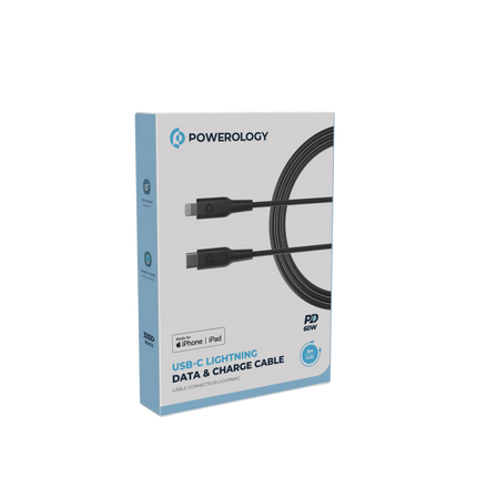Powerology USB-C Lightning Cable is a 3m long TPE cable with the ability of data transferring and fast charging made for iPhones and iPads. It has USB