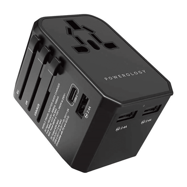 Powerology Universal Charger with Triple USB-A Ports - Clix