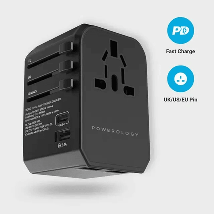 Powerology Universal Charger with Triple USB-A Ports - Clix